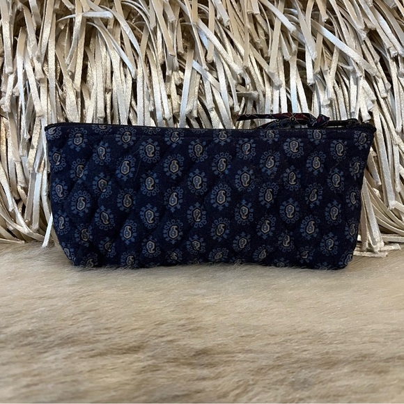 Vintage VERA BRADLEY 1998 Classic Navy Cosmetic Case Maroon Paisley Travel - Picture 5 of 12